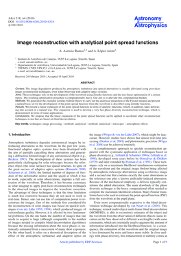 Image Reconstruction with Analytical Point Spread Functions