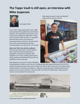 The Topps Vault Is Still Open, an Interview with Mike Jaspersen