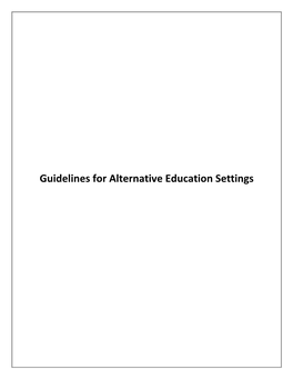 Guidelines for Alternative Education Settings