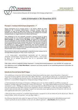 Lettre D'information N°38 -Novembre 2015