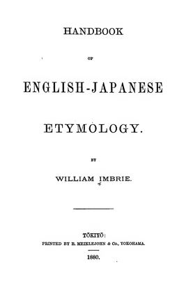Handbook of English-Japanese Etymology