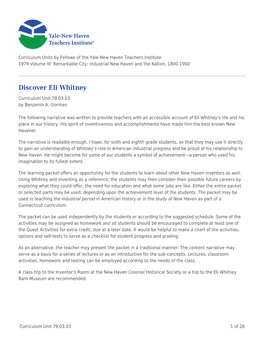 Discover Eli Whitney