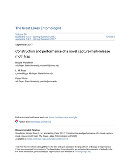 Construction and Performance of a Novel Capture-Mark-Release Moth Trap