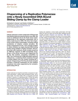 Chaperoning of a Replicative Polymerase Onto a Newly Assembled DNA-Bound Sliding Clamp by the Clamp Loader