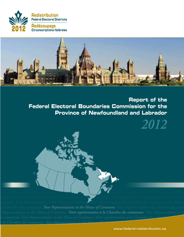 Report of the Federal Electoral Boundaries Commission for the Province of Newfoundland and Labrador 2012