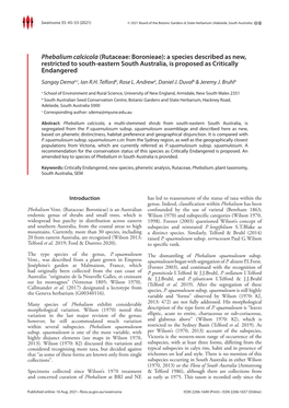Phebalium Calcicola (Rutaceae: Boronieae): A