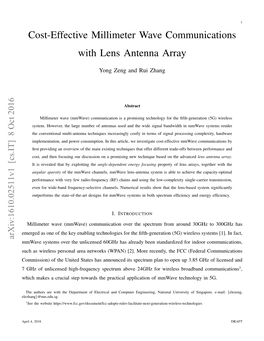 Cost-Effective Millimeter Wave Communications with Lens Antenna Array