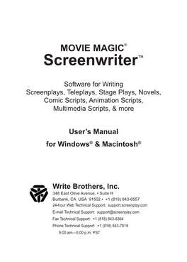 Screenwriter 6 User Manual for Windows