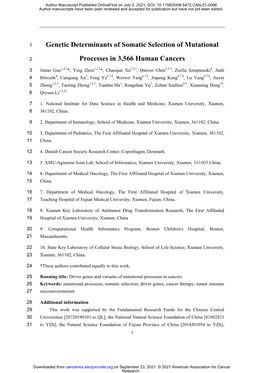 Genetic Determinants of Somatic Selection of Mutational Processes in 3,566 Human Cancers