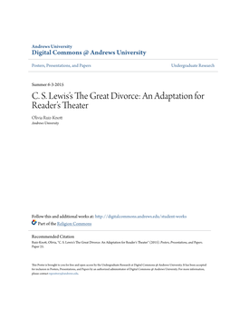 C. S. Lewis's the Great Divorce: an Adaptation for Reader's Theater