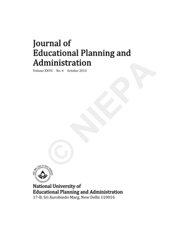 National University of Educational Planning and Administration 17-B, Sri Aurobindo Marg, New Delhi 110016