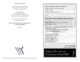 The 2015 Western Illinois Horn Festival