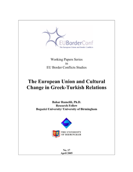 The Eu and Cultural Change in Greek-Turkish Relations