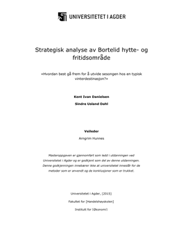Strategisk Analyse Av Bortelid Hytte- Og Fritidsområde