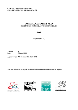 Core Management Plan Including Conservation Objectives