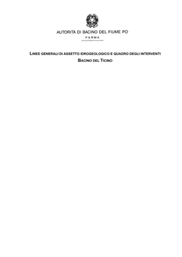 9. Linee Generali Di Assetto Idraulico E Idrogeologico Nel Bacino Del Ticino