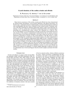 Crystal Chemistry of the Zeolites Erionite and Offretite
