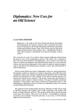 Diplomatics: New Uses for an Old Science