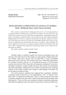 Researching Corruption Scandals in Serbia: New Approaches and Challegnes