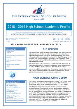 2018 - 2019 High School Academic Profile