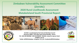 (Zimvac) 2020 Rural Livelihoods Assessment Matabeleland South Provincial Report
