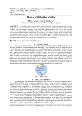 Review of Lift Locking of Ships