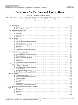 Receptors for Purines and Pyrimidines