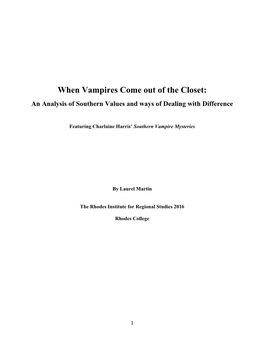 When Vampires Come out of the Closet: an Analysis of Southern Values and Ways of Dealing with Difference