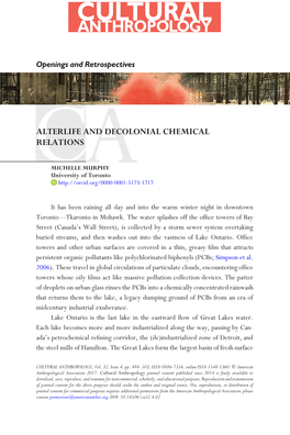 Alterlife and Decolonial Chemical Relations