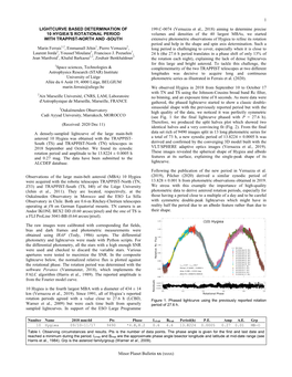 Lightcurve Based Determination of 10 Hygiea's Rotational Period with Trappist-North