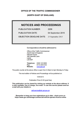 NOTICES and PROCEEDINGS 4 September 2015