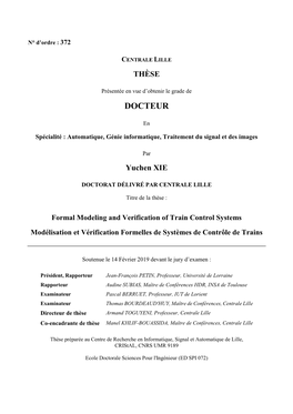 Formal Modeling and Verification of Train Control Systems