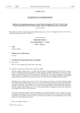 A) of Regulation (EU) No 1151 /2012 of the European Parliament and of the Council on Quality Schemes for Agricultural Products and Foodstuffs (2017/C 388/08