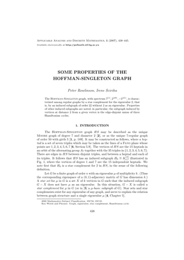 Some Properties of the Hoffman-Singleton Graph