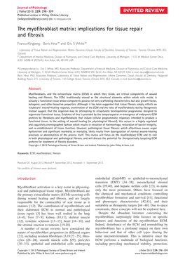 The Myofibroblast Matrix: Implications for Tissue Repair Andfibrosis