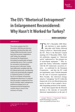 The EU's “Rhetorical Entrapment” in Enlargement Reconsidered