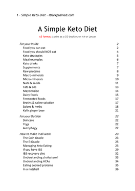 A Simple Keto Diet A5 Format | Print As a DS-Booklet on A4 Or Letter