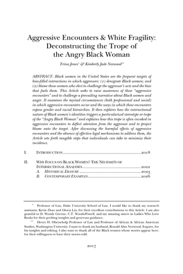 Aggressive Encounters & White Fragility: Deconstructing the Trope of the Angry Black Woman