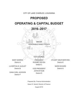 Proposed Operating & Capital Budget • 2016