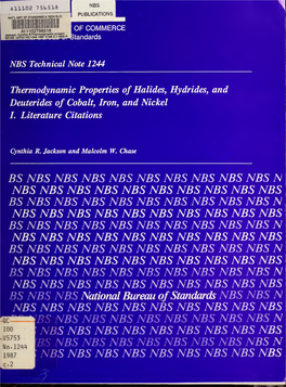 Thermodynamic Properties of Halides, Hydrides, and Deuterides of Cobalt, Iron, and Nickel L Literature Citations