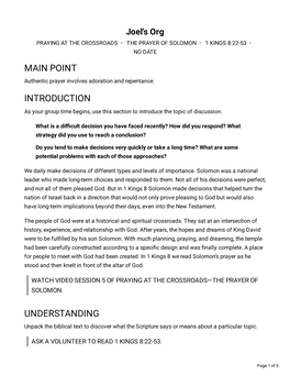 Main Point Introduction Understanding