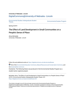 The Effect of Land Development in Small Communities on a People's Sense of Place