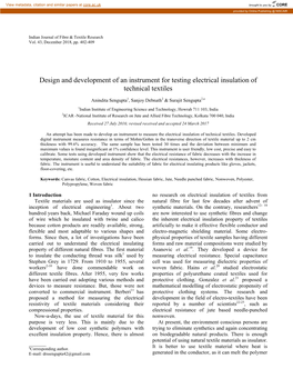 Design and Development of an Instrument for Testing Electrical Insulation of Technical Textiles