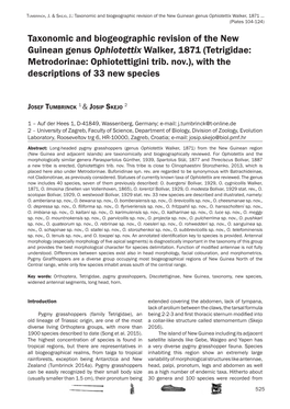 Taxonomic and Biogeographic Revision of the New Guinean Genus Ophiotettix Walker, 1871