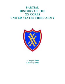 Partial History of the Xx Corps United States Third Army