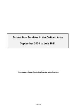 Oldham Schools 2020/21