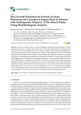 Hair Growth Promotion by Extracts of Inula Helenium and Caesalpinia Sappan Bark in Patients with Androgenetic Alopecia