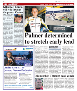 Palmer Determined to Stretch Early Lead