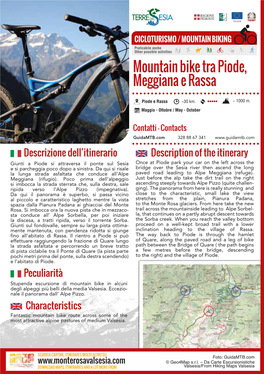 MOUNTAIN BIKING Praticabile Anche Other Possible Activities Mountain Bike Tra Piode, Meggiana E Rassa