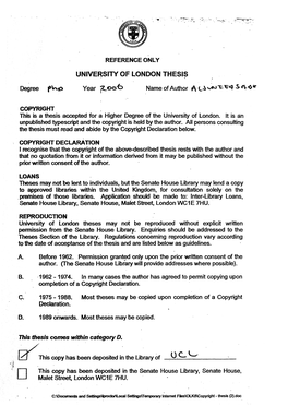 University of London Thesis